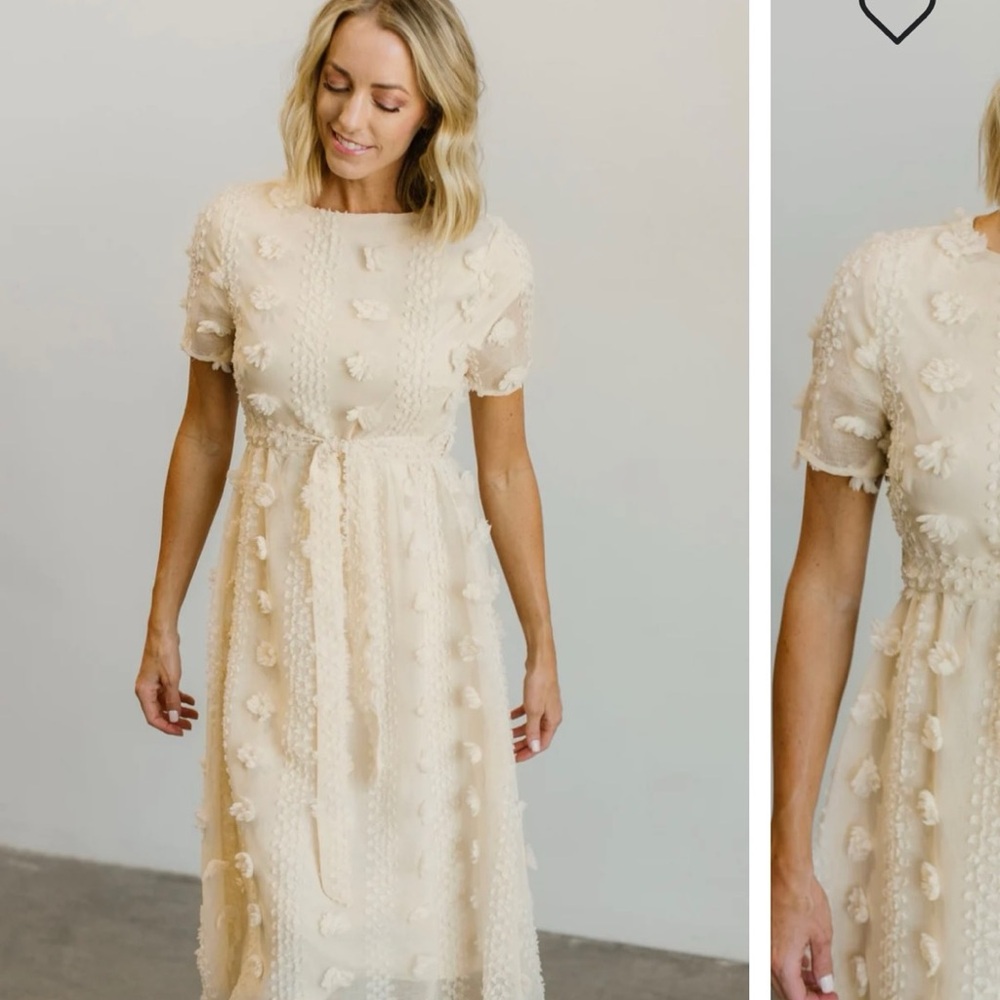 Baltic Born Ivory Textured Midi Dress